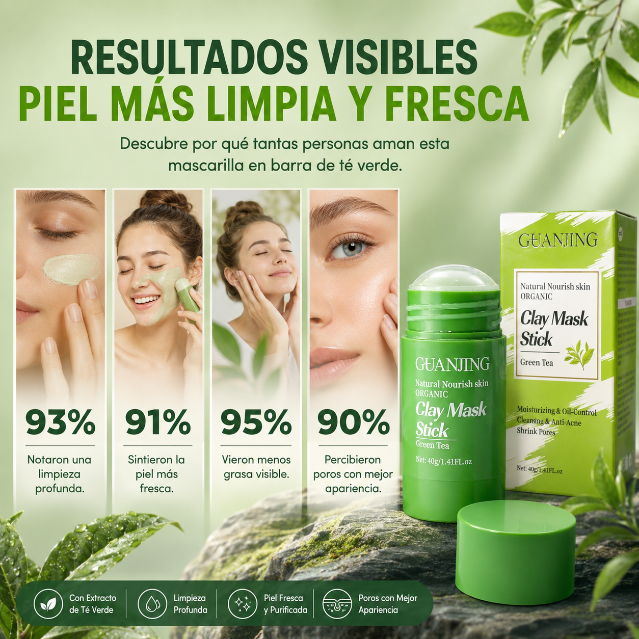 Mascarilla en barra Té Verde y Arcilla