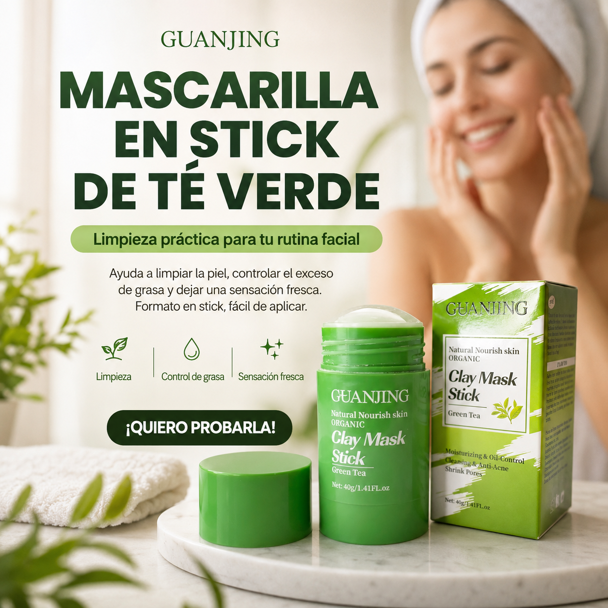 Mascarilla en barra Té Verde y Arcilla